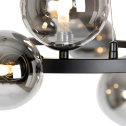 Art Deco hanglamp zwart met smoke glas 12-lichts - David