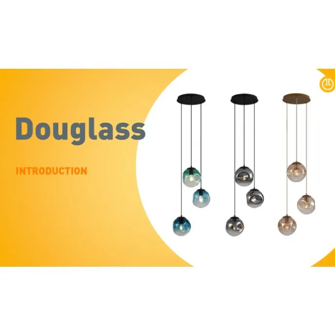 Art deco hanglamp zwart met smoke glas 3-lichts - Douglass