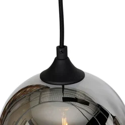 Art deco hanglamp zwart met smoke glas 8-lichts - Hanne