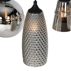 Art deco hanglamp zwart met smoke glas 8-lichts - Hanne