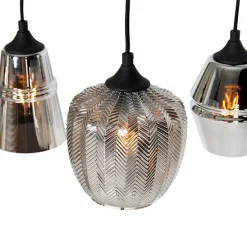 Art deco hanglamp zwart met smoke glas 8-lichts - Hanne