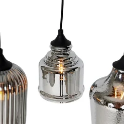 Art deco hanglamp zwart met smoke glas 8-lichts - Hanne