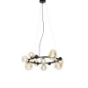 Art deco hanglamp zwart met amber glas 12-lichts - David