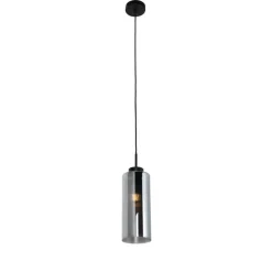 Art Deco hanglamp zwart met smoke glas - Laura