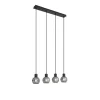 Art Deco hanglamp zwart met smoke glas langwerpig 4-lichts - Vidro