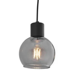 Art Deco hanglamp zwart met smoke glas langwerpig 4-lichts - Vidro