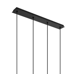 Art Deco hanglamp zwart met smoke glas langwerpig 4-lichts - Vidro