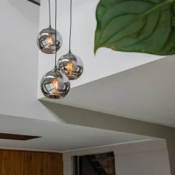 Art deco hanglamp zwart met smoke glas 3-lichts - Wallace