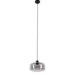 Art deco hanglamp zwart met smoke glas - Bizle