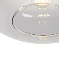 Art deco hanglamp zwart met smoke glas - Bizle