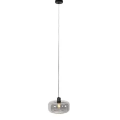 Art deco hanglamp zwart met smoke glas - Bizle