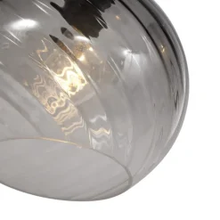 Art Deco hanglamp zwart met smoke glas langwerpig 4-lichts - Bao