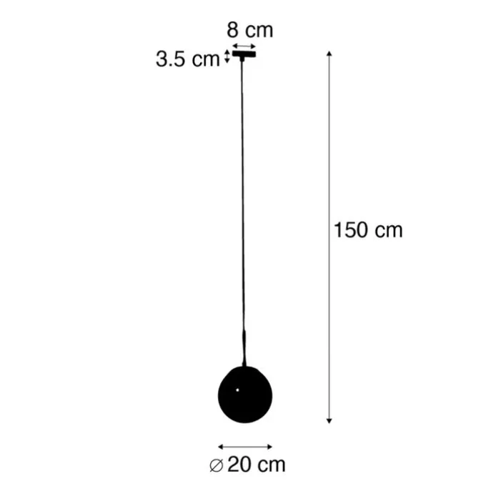 Art Deco hanglamp zwart met smoke glas incl. rail adapter 1-fase - Iconic Flore