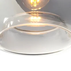 Art Deco hanglamp zwart met glas smoke langwerpig 3-lichts - Busa