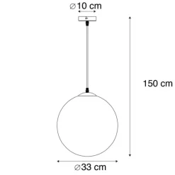 Art deco hanglamp zwart met goud glas 33 cm - pallon