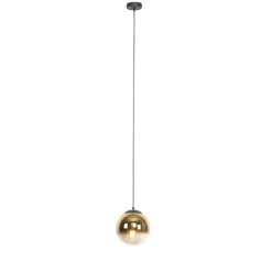 Art deco hanglamp zwart met goud glas 20 cm - Pallon