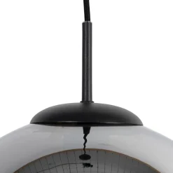 Art Deco hanglamp zwart met smoke glas 30 cm - Pallon
