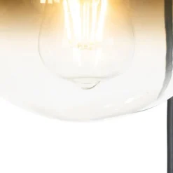 Art deco hanglamp zwart met goud glas rond 3-lichts - pallon