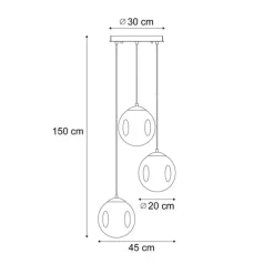 Art deco hanglamp zwart met blauw en groen glas 3-lichts - Douglass