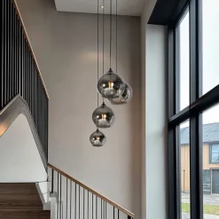 Art Deco hanglamp zwart met smoke glas 4-lichts - Wallace