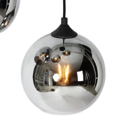 Art Deco hanglamp zwart met smoke glas 4-lichts - Wallace