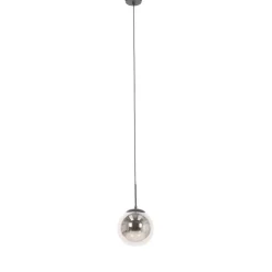 Art Deco hanglamp zwart met smoke glas - Flore