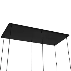 Art deco hanglamp zwart met smoke glas 6-lichts - Wallace