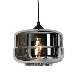 Art deco hanglamp zwart met smoke glas 6-lichts - Wallace