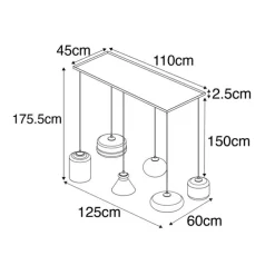 Art deco hanglamp zwart met smoke glas 6-lichts - Wallace