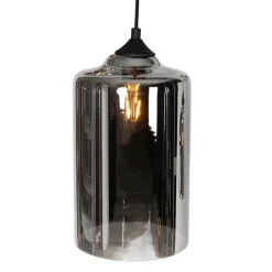 Art deco hanglamp zwart met smoke glas 6-lichts - Wallace