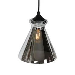 Art deco hanglamp zwart met smoke glas 6-lichts - Wallace