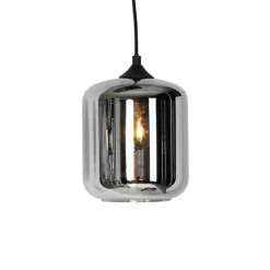 Art deco hanglamp zwart met smoke glas 6-lichts - Wallace