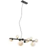 Art deco hanglamp zwart met amber glas 8-lichts - David