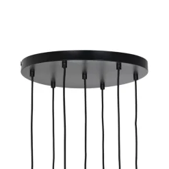 Art Deco hanglamp zwart met smoke glas 7-lichts - Laura