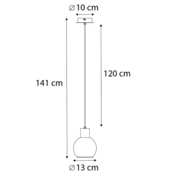 Art Deco hanglamp zwart met smoke glas - Vidro