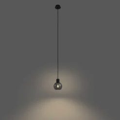 Art Deco hanglamp zwart met smoke glas - Vidro