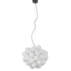 Art deco hanglamp zwart met opaal glas 8-lichts rond - Uvas