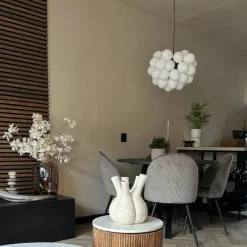 Art deco hanglamp zwart met opaal glas 8-lichts rond - Uvas