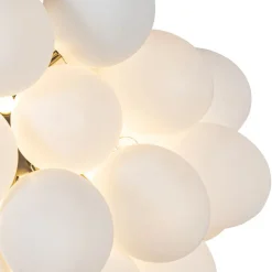 Art deco hanglamp zwart met opaal glas 8-lichts rond - Uvas