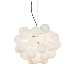 Art deco hanglamp zwart met opaal glas 8-lichts rond - Uvas