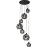 Art deco hanglamp zwart met smoke glas rond 7-lichts - Sandra