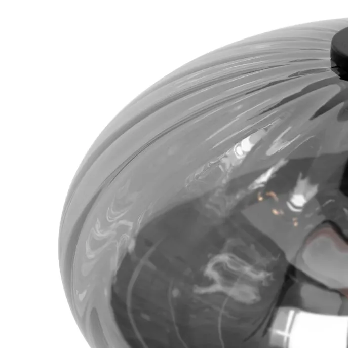 Art Deco hanglamp zwart met smoke glas rond 3-lichts - Ayesha