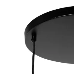 Art Deco hanglamp zwart met smoke glas rond 3-lichts - Ayesha