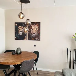 Art deco hanglamp zwart met smoke glas 3-lichts - Pallon