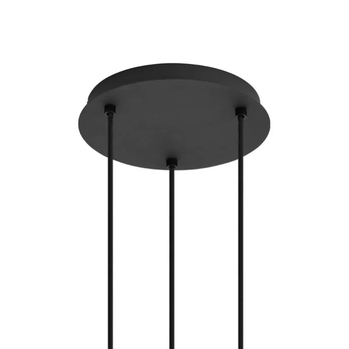 Art Deco hanglamp zwart met smoke glas rond 3-lichts - Vidro