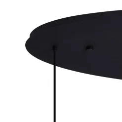 Art deco hanglamp zwart met ovale plafondplaat en groen en blauw glas 6-lichts - Douglass