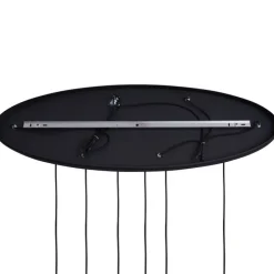 Art deco hanglamp zwart met ovale plafondplaat en groen en blauw glas 6-lichts - Douglass