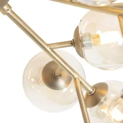 Art Deco plafondlamp brons met amber glas 20-lichts - Bianca