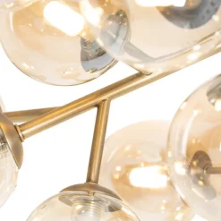 Art Deco plafondlamp brons met amber glas 20-lichts - Bianca