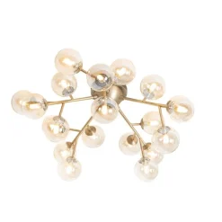 Art Deco plafondlamp brons met amber glas 20-lichts - Bianca